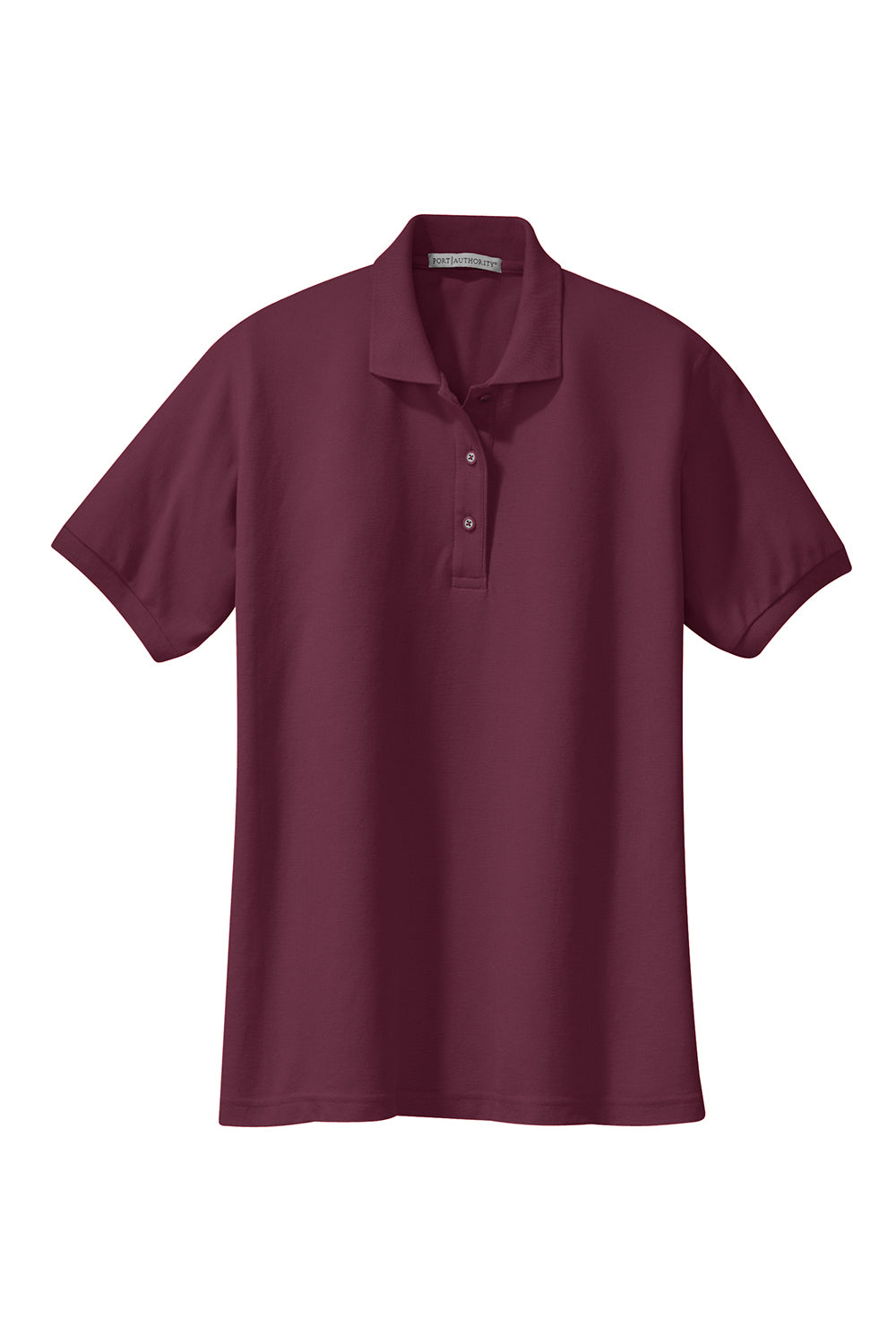 Port Authority L500 Womens Silk Touch Wrinkle Resistant Short Sleeve Polo Shirt Burgundy Flat Front