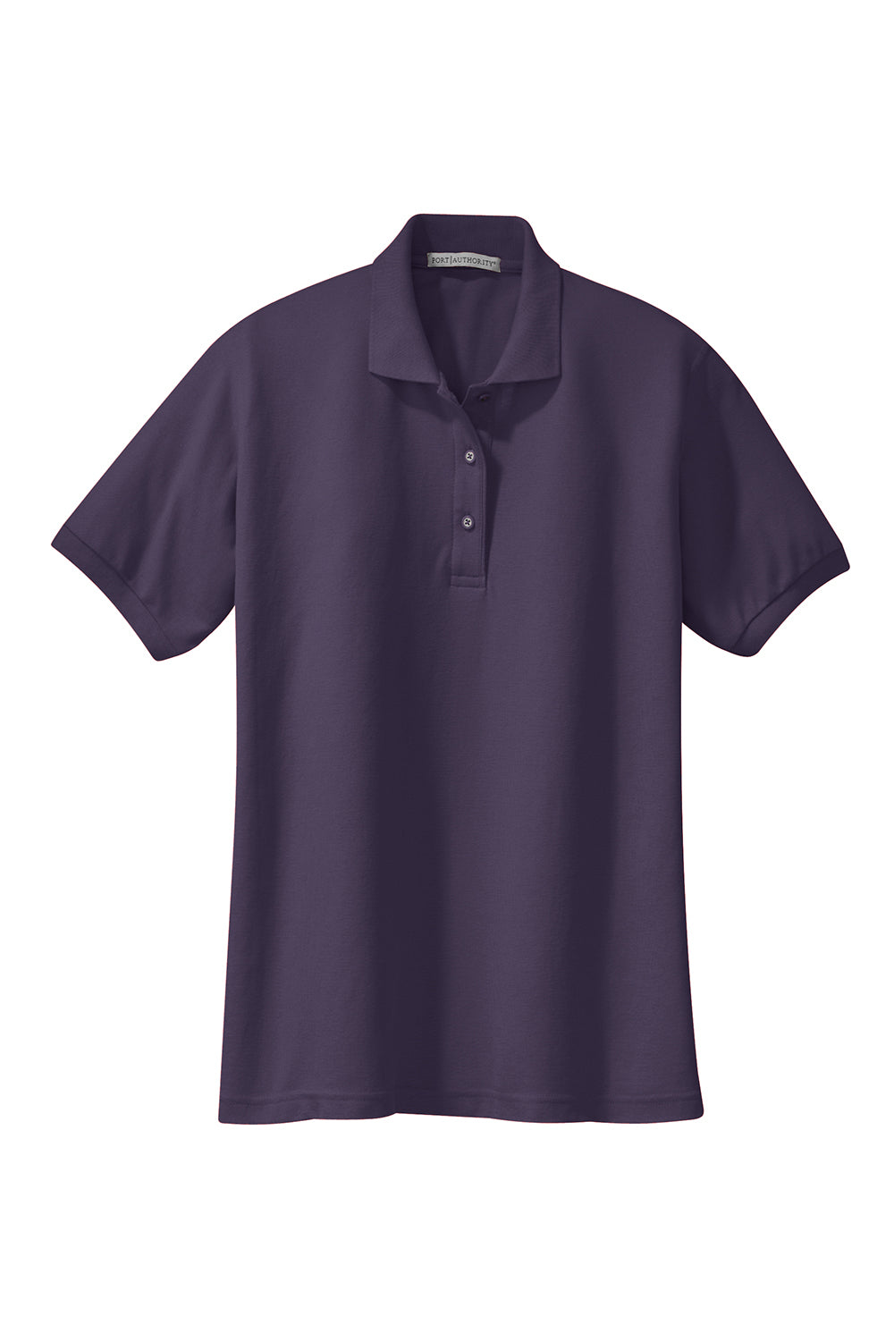 Port Authority L500 Womens Silk Touch Wrinkle Resistant Short Sleeve Polo Shirt Eggplant Purple Flat Front