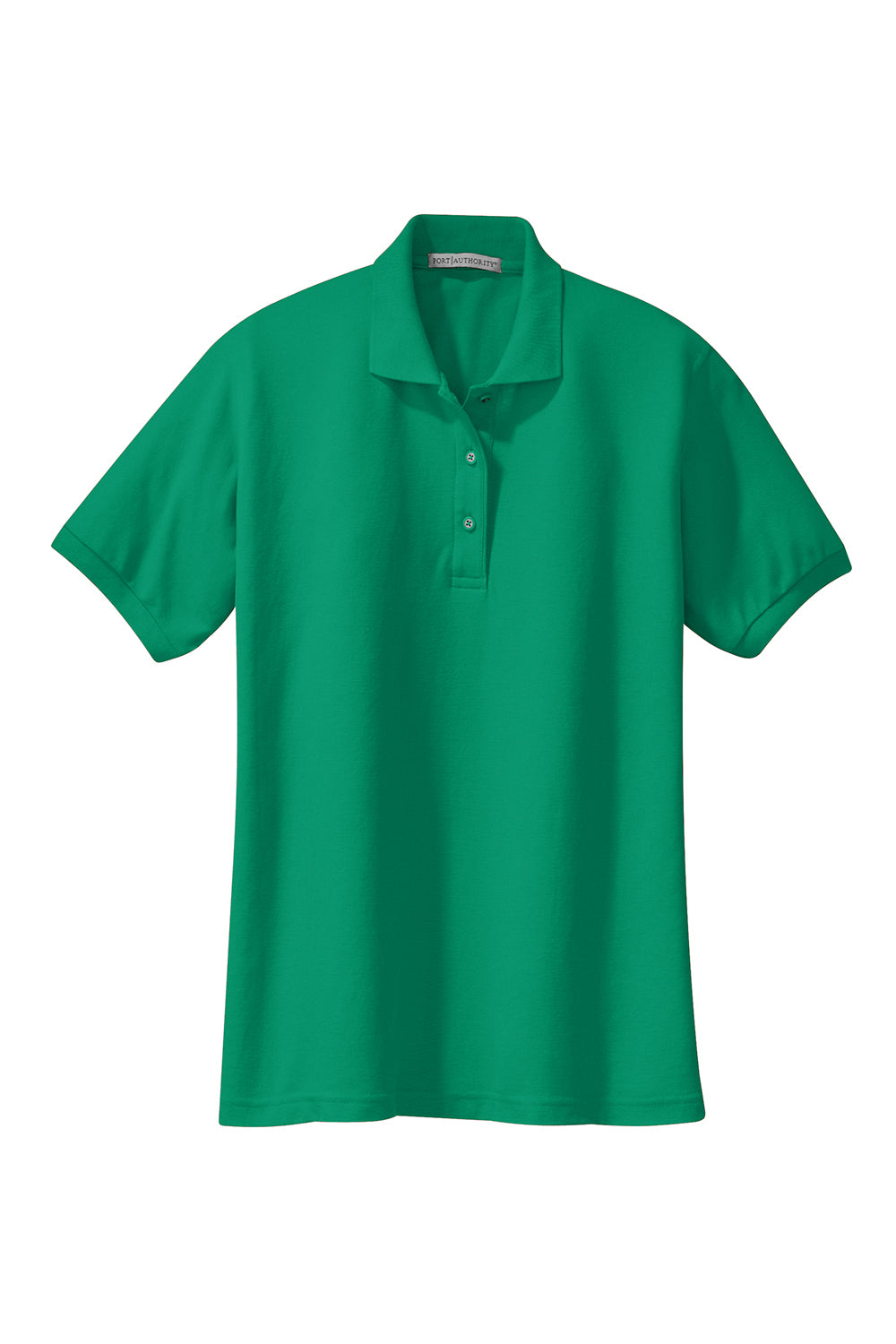 Port Authority L500 Womens Silk Touch Wrinkle Resistant Short Sleeve Polo Shirt Kelly Green Flat Front