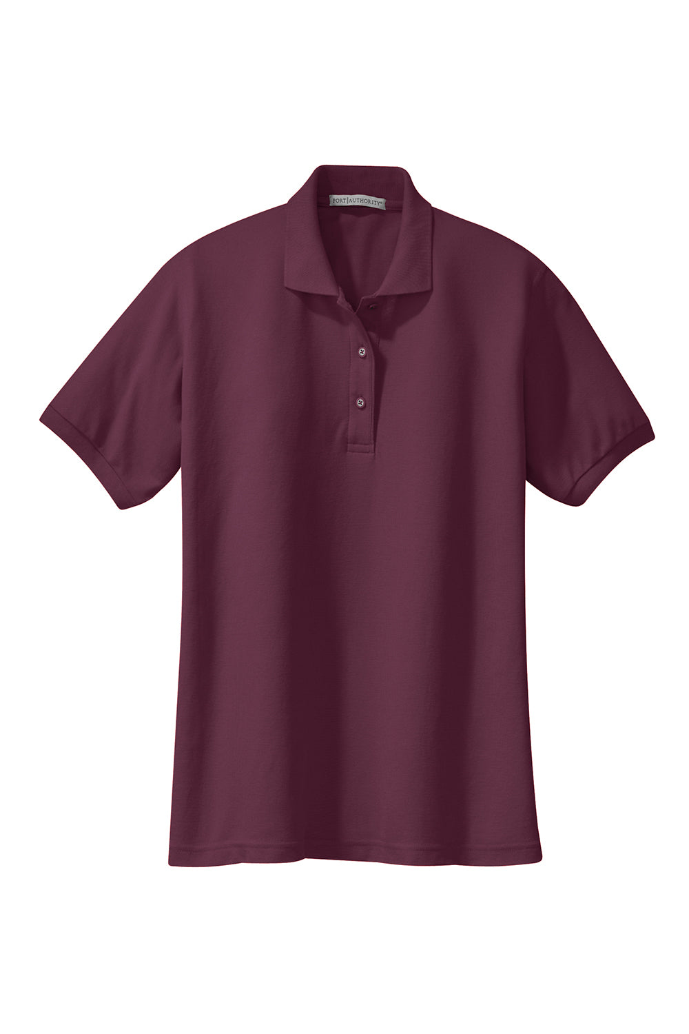 Port Authority L500 Womens Silk Touch Wrinkle Resistant Short Sleeve Polo Shirt Maroon Flat Front