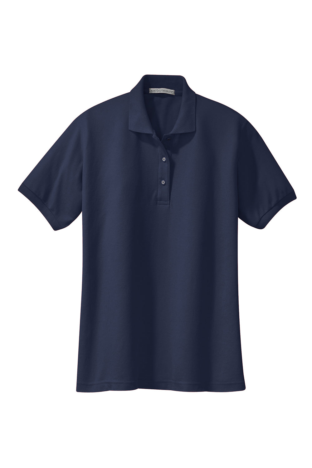 Port Authority L500 Womens Silk Touch Wrinkle Resistant Short Sleeve Polo Shirt Navy Blue Flat Front