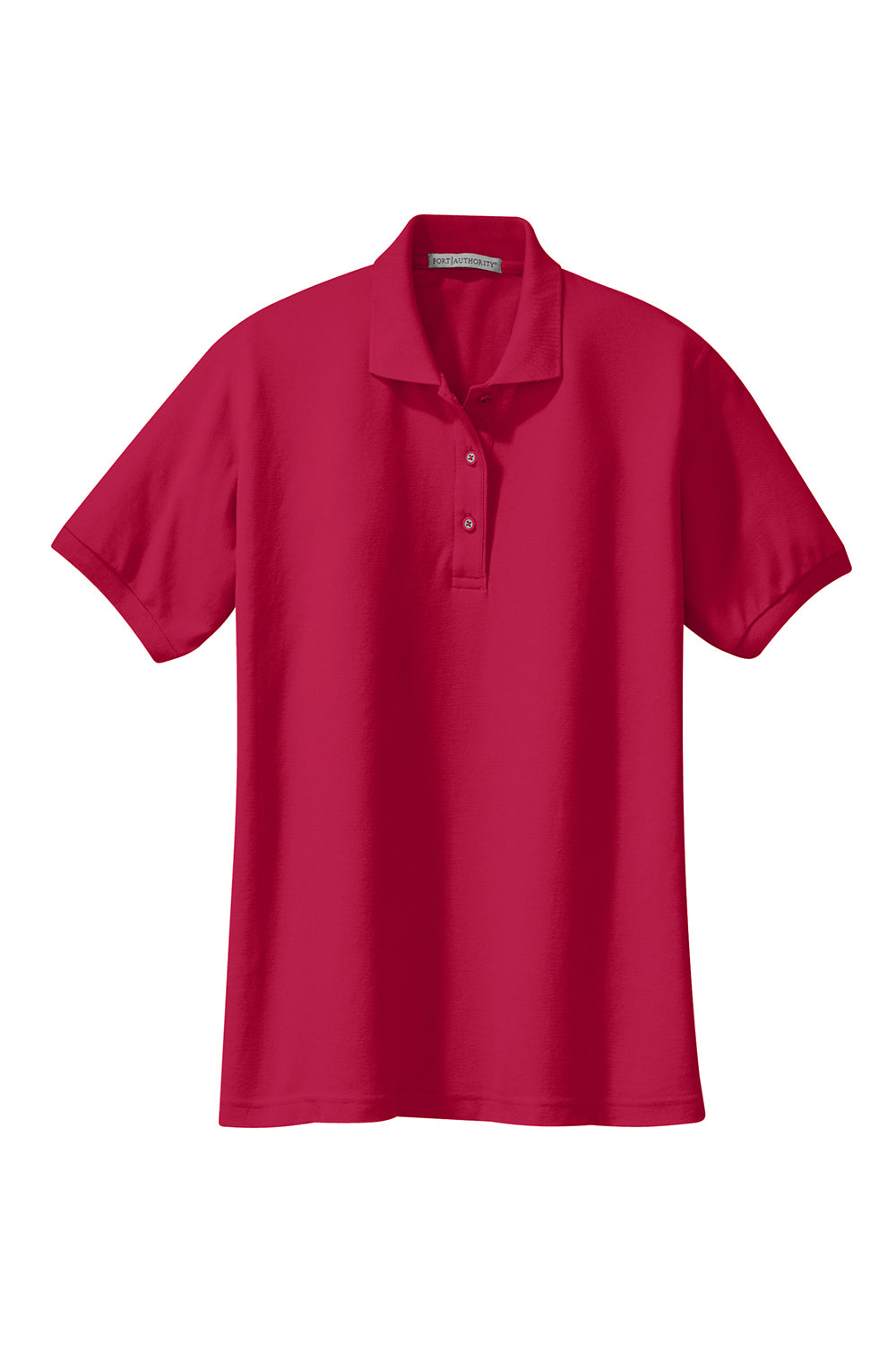 Port Authority L500 Womens Silk Touch Wrinkle Resistant Short Sleeve Polo Shirt Red Flat Front