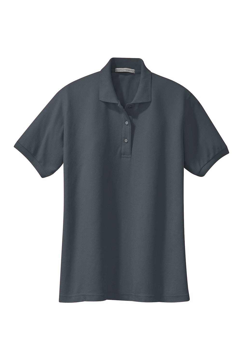 Port Authority L500 Womens Silk Touch Wrinkle Resistant Short Sleeve Polo Shirt Steel Grey Flat Front