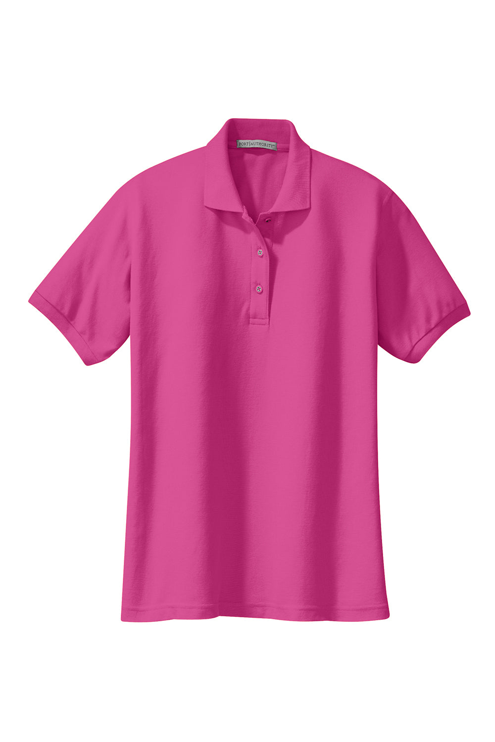 Port Authority L500 Womens Silk Touch Wrinkle Resistant Short Sleeve Polo Shirt Tropical Pink Flat Front