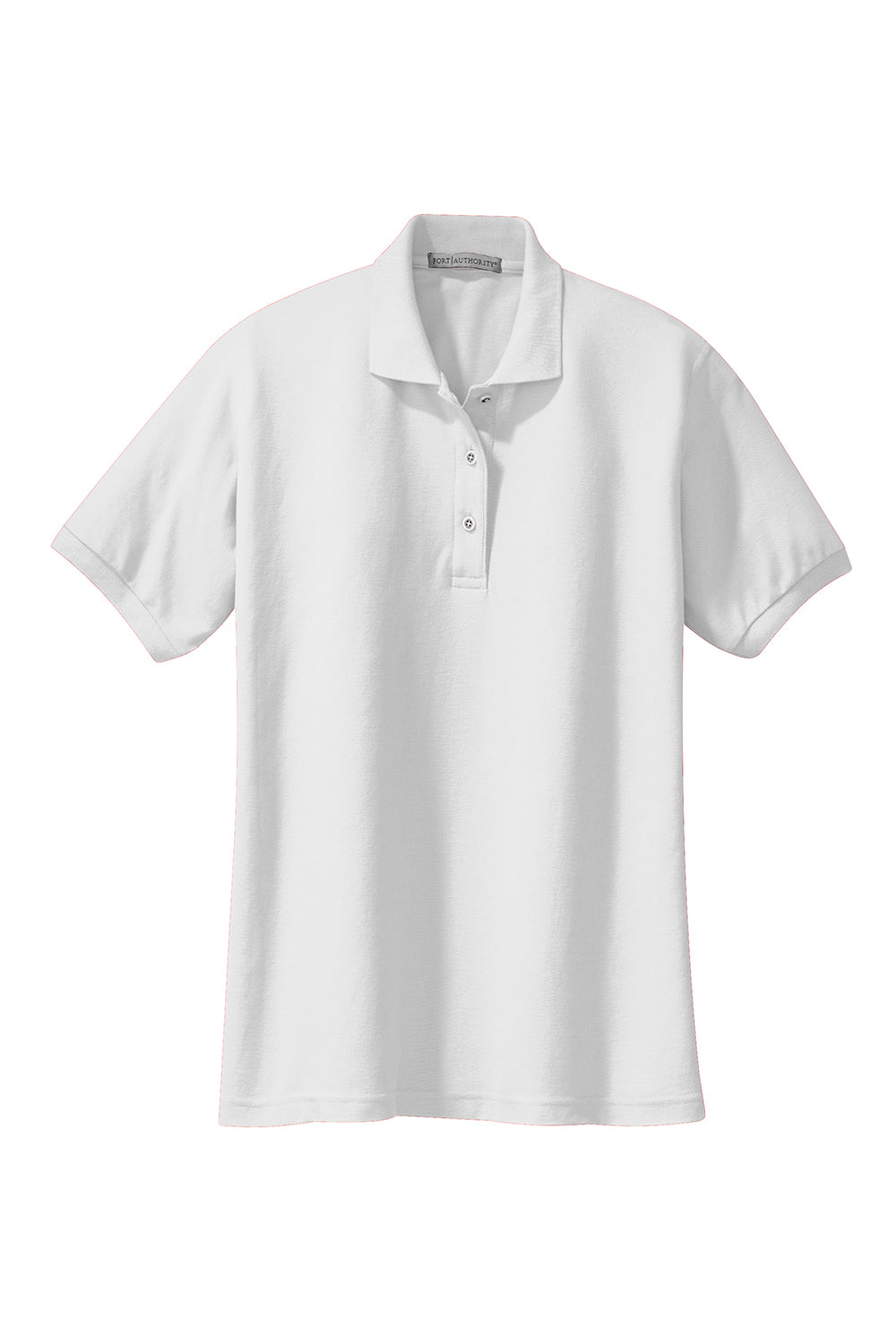 Port Authority L500 Womens Silk Touch Wrinkle Resistant Short Sleeve Polo Shirt White Flat Front