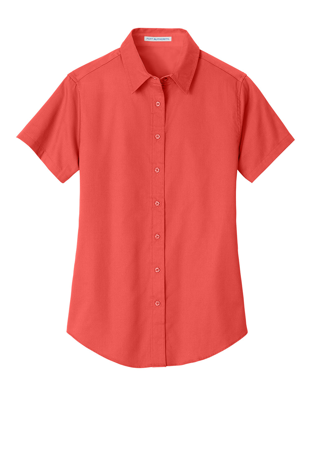 Port Authority L508 Womens Easy Care Wrinkle Resistant Short Sleeve Button Down Shirt Hibiscus Pink Flat Front