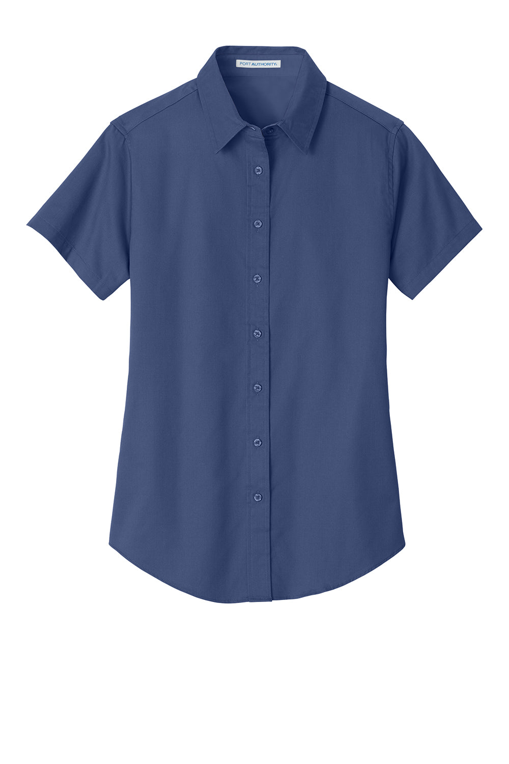 Port Authority L508 Womens Easy Care Wrinkle Resistant Short Sleeve Button Down Shirt Mediterranean Blue Flat Front