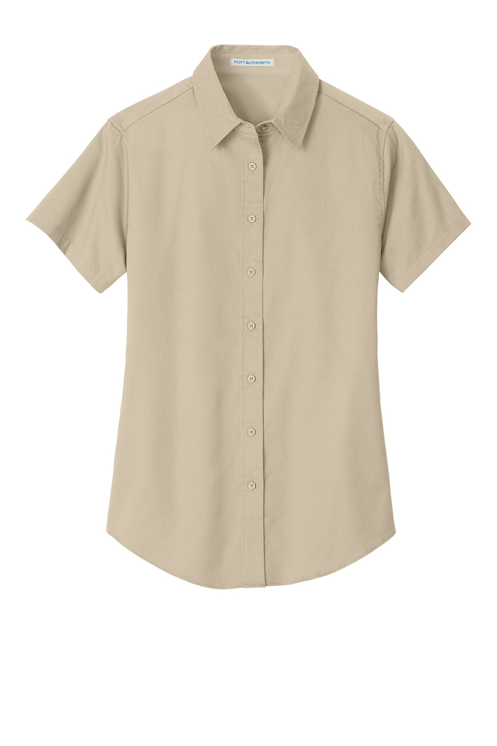 Port Authority L508 Womens Easy Care Wrinkle Resistant Short Sleeve Button Down Shirt Stone Brown Flat Front