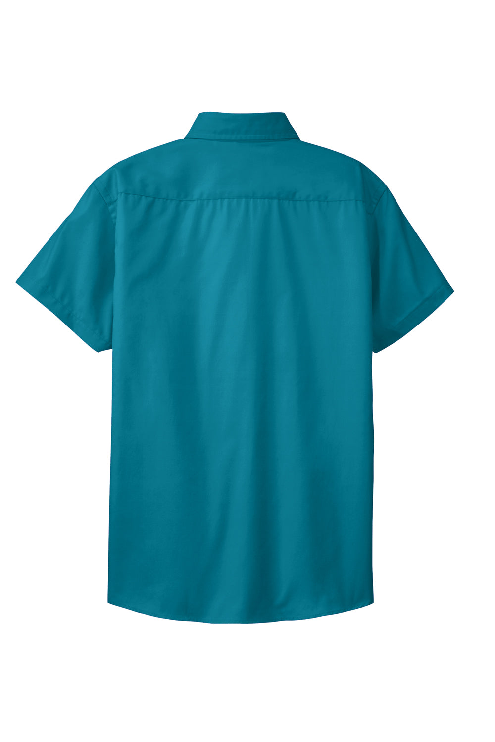 Port Authority L508 Womens Easy Care Wrinkle Resistant Short Sleeve Button Down Shirt Teal Green Flat Back