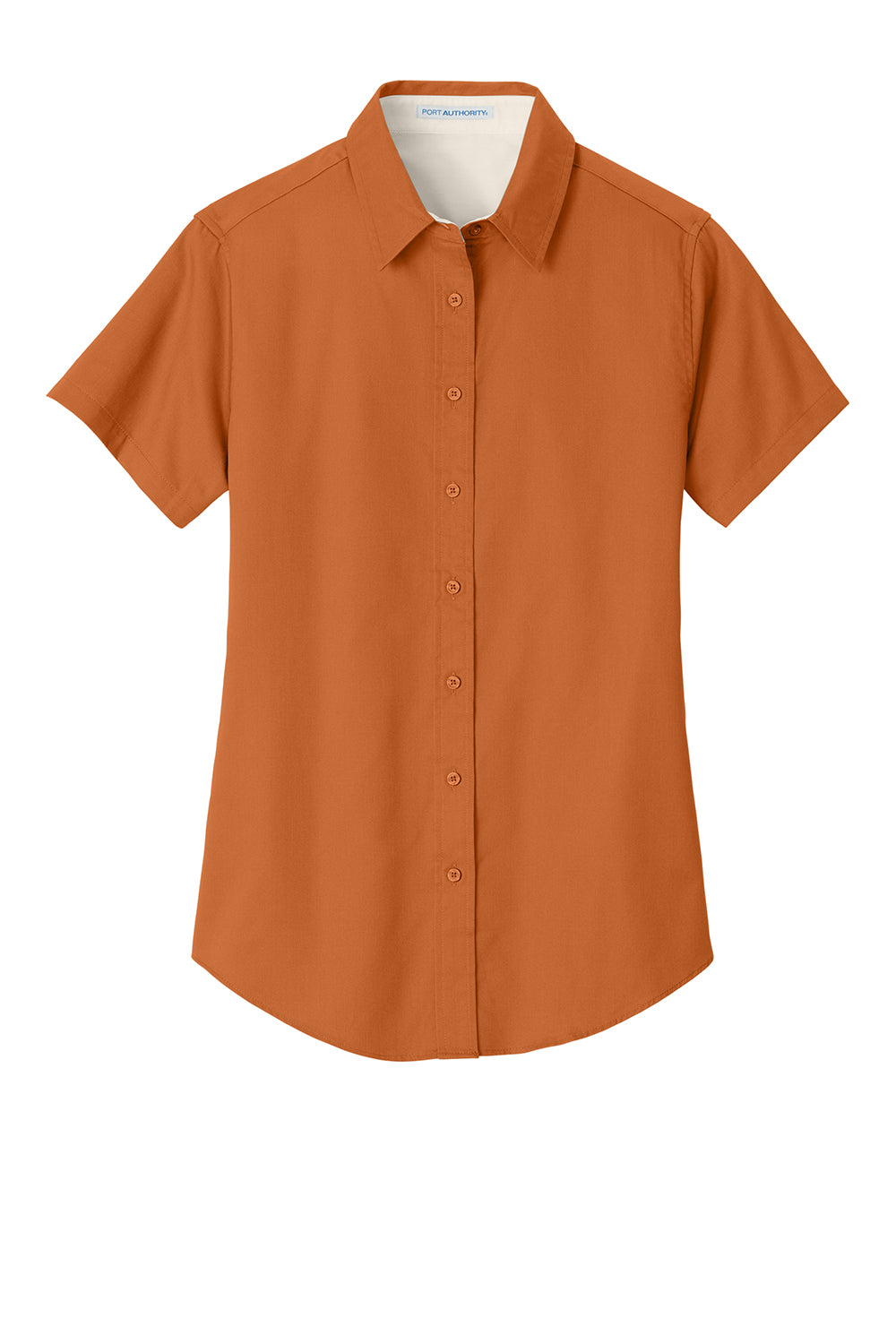 Port Authority L508 Womens Easy Care Wrinkle Resistant Short Sleeve Button Down Shirt Texas Orange Flat Front