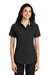 Port Authority L508 Womens Easy Care Wrinkle Resistant Short Sleeve Button Down Shirt Black Model Front