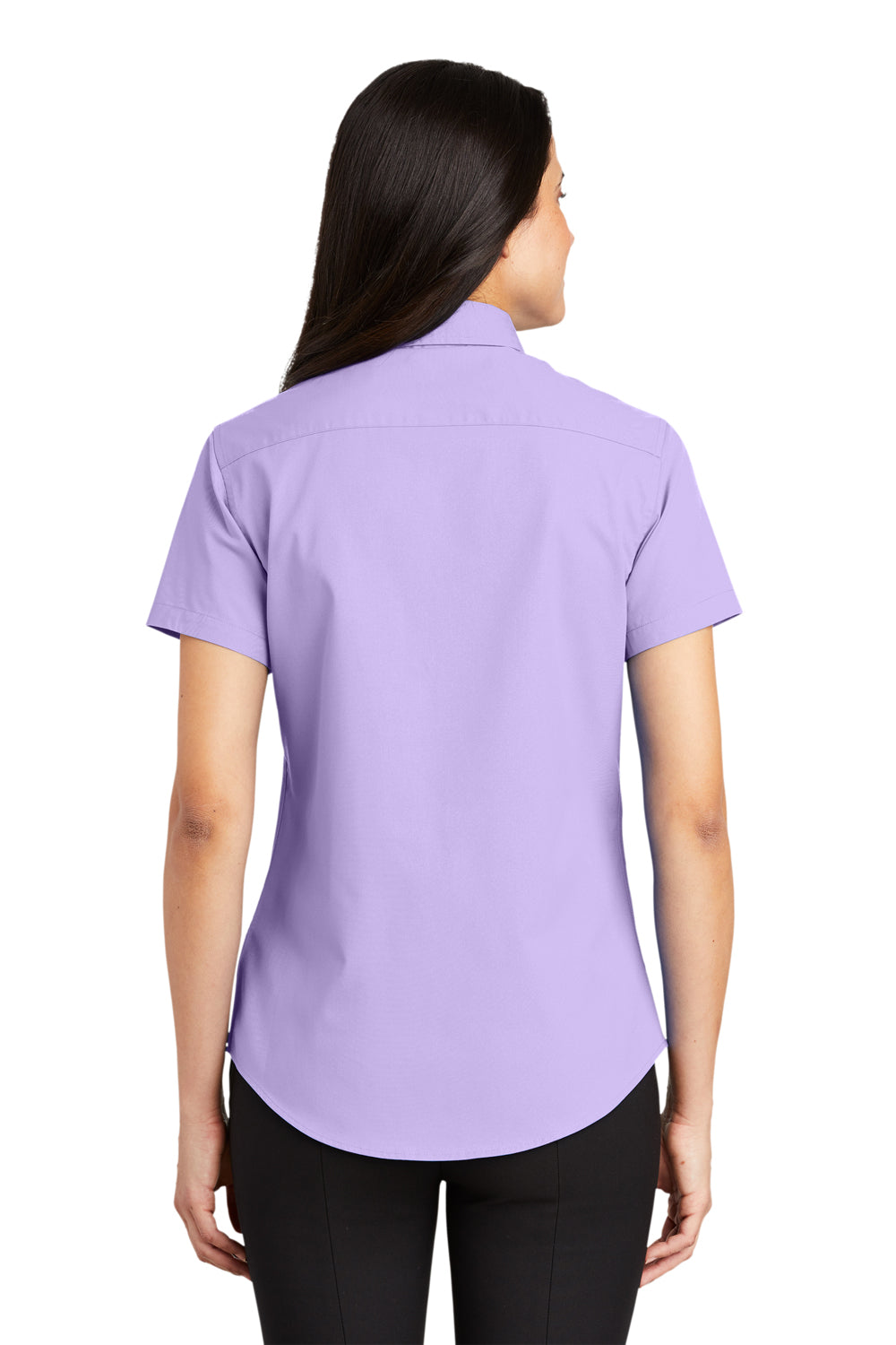 Port Authority L508 Womens Easy Care Wrinkle Resistant Short Sleeve Button Down Shirt Bright Lavender Purple Model Back