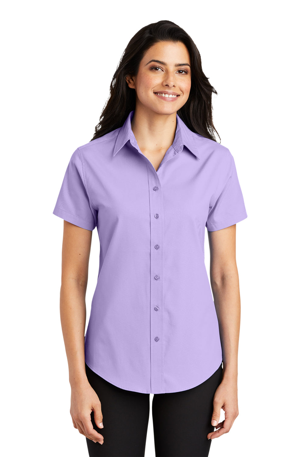 Port Authority Womens Easy Care Wrinkle Resistant Short Sleeve Button Down Shirt Bright Lavender Purple DISCONTINUED