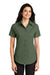 Port Authority L508 Womens Easy Care Wrinkle Resistant Short Sleeve Button Down Shirt Clover Green Model Front