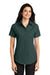 Port Authority L508 Womens Easy Care Wrinkle Resistant Short Sleeve Button Down Shirt Dark Green Model Front