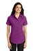 Port Authority L508 Womens Easy Care Wrinkle Resistant Short Sleeve Button Down Shirt Deep Berry Purple Model Front