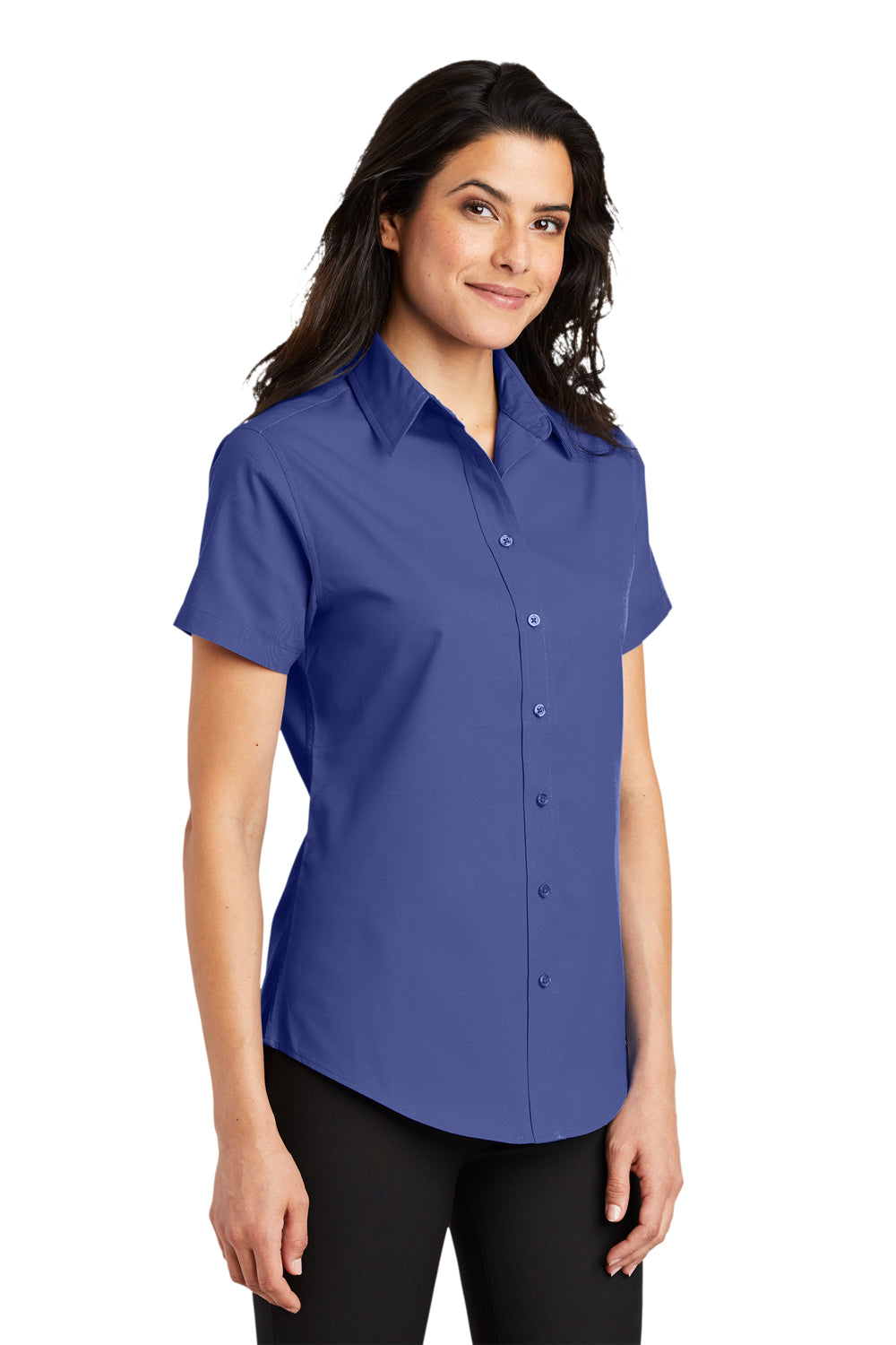 Port Authority L508 Womens Easy Care Wrinkle Resistant Short Sleeve Button Down Shirt Mediterranean Blue Model 3q