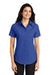 Port Authority L508 Womens Easy Care Wrinkle Resistant Short Sleeve Button Down Shirt Royal Blue Model Front