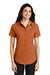 Port Authority L508 Womens Easy Care Wrinkle Resistant Short Sleeve Button Down Shirt Texas Orange Model Front