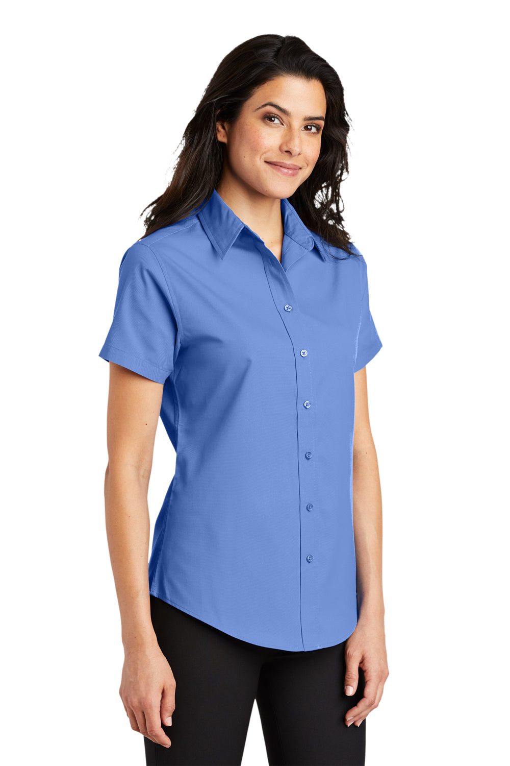 Port Authority L508 Womens Easy Care Wrinkle Resistant Short Sleeve Button Down Shirt Ultramarine Blue Model 3q