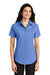 Port Authority L508 Womens Easy Care Wrinkle Resistant Short Sleeve Button Down Shirt Ultramarine Blue Model Front