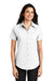 Port Authority L508 Womens Easy Care Wrinkle Resistant Short Sleeve Button Down Shirt White Model Front