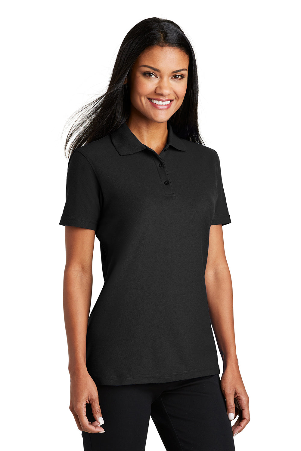 Port Authority L510 Womens Moisture Wicking Short Sleeve Polo Shirt Black Model 3q