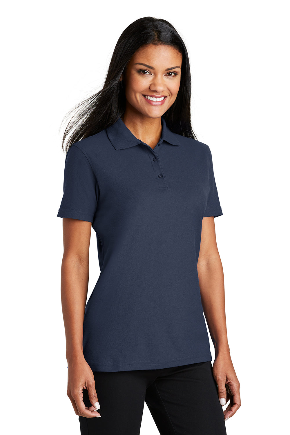 Port Authority L510 Womens Moisture Wicking Short Sleeve Polo Shirt Navy Blue Model 3q