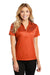 Port Authority L528 Womens Performance Moisture Wicking Short Sleeve Polo Shirt Autumn Orange Model Front