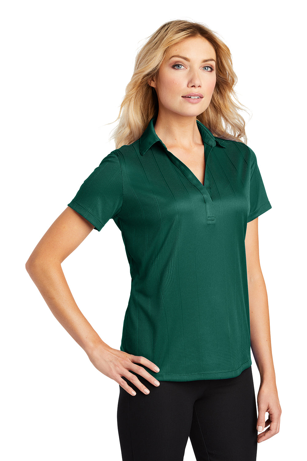 Port Authority L528 Womens Performance Moisture Wicking Short Sleeve Polo Shirt Green Glen Model 3q