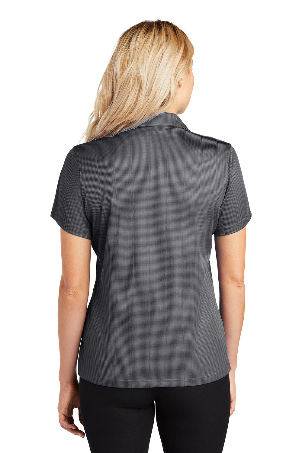 Port Authority L528 Womens Performance Moisture Wicking Short Sleeve Polo Shirt Smoke Grey Model Back