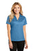 Port Authority L528 Womens Performance Moisture Wicking Short Sleeve Polo Shirt Ocean Blue Model Front