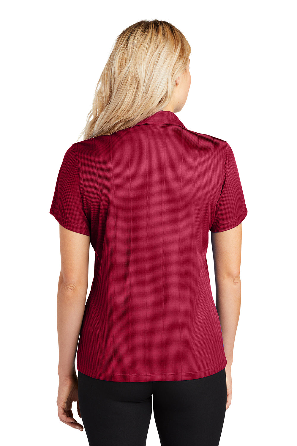 Port Authority L528 Womens Performance Moisture Wicking Short Sleeve Polo Shirt Rich Red Model Back