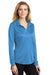 Port Authority L540LS Womens Silk Touch Performance Moisture Wicking Long Sleeve Polo Shirt Carolina Blue Model 3q