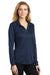 Port Authority L540LS Womens Silk Touch Performance Moisture Wicking Long Sleeve Polo Shirt Navy Blue Model 3q