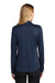 Port Authority L540LS Womens Silk Touch Performance Moisture Wicking Long Sleeve Polo Shirt Navy Blue Model Back