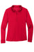 Port Authority L540LS Womens Silk Touch Performance Moisture Wicking Long Sleeve Polo Shirt Red Flat Front