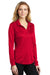 Port Authority L540LS Womens Silk Touch Performance Moisture Wicking Long Sleeve Polo Shirt Red Model 3q