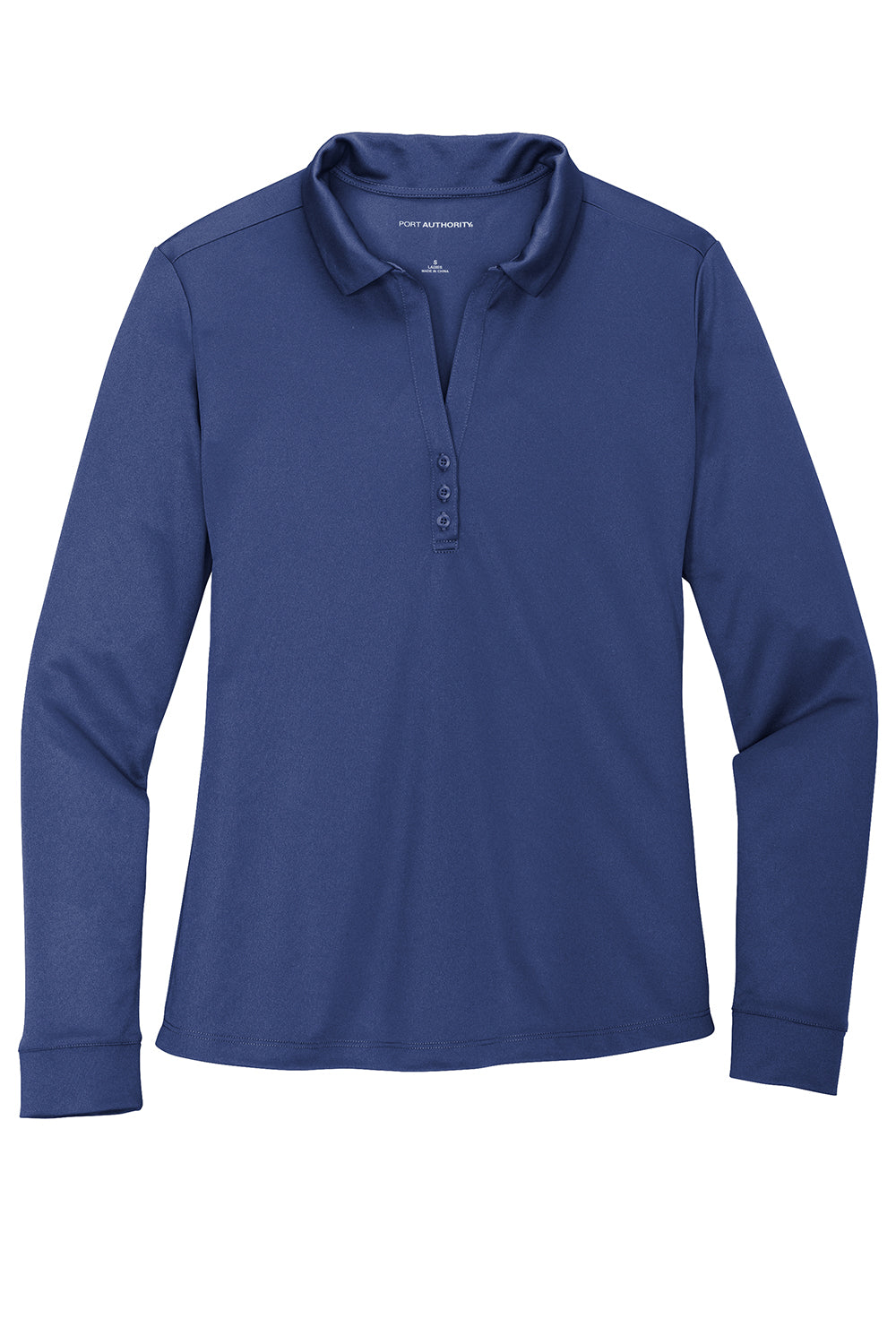 Port Authority L540LS Womens Silk Touch Performance Moisture Wicking Long Sleeve Polo Shirt Royal Blue Flat Front