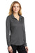 Port Authority L540LS Womens Silk Touch Performance Moisture Wicking Long Sleeve Polo Shirt Steel Grey Model 3q