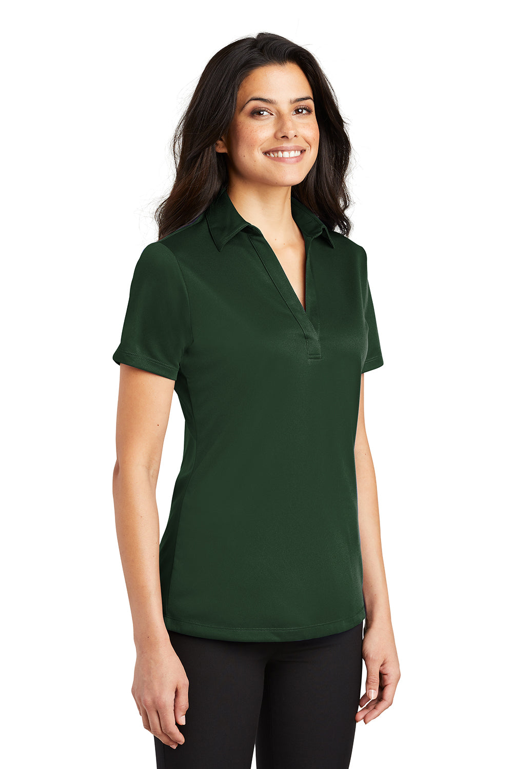 Port Authority L540 Womens Silk Touch Performance Moisture Wicking Short Sleeve Polo Shirt Dark Green Model 3q