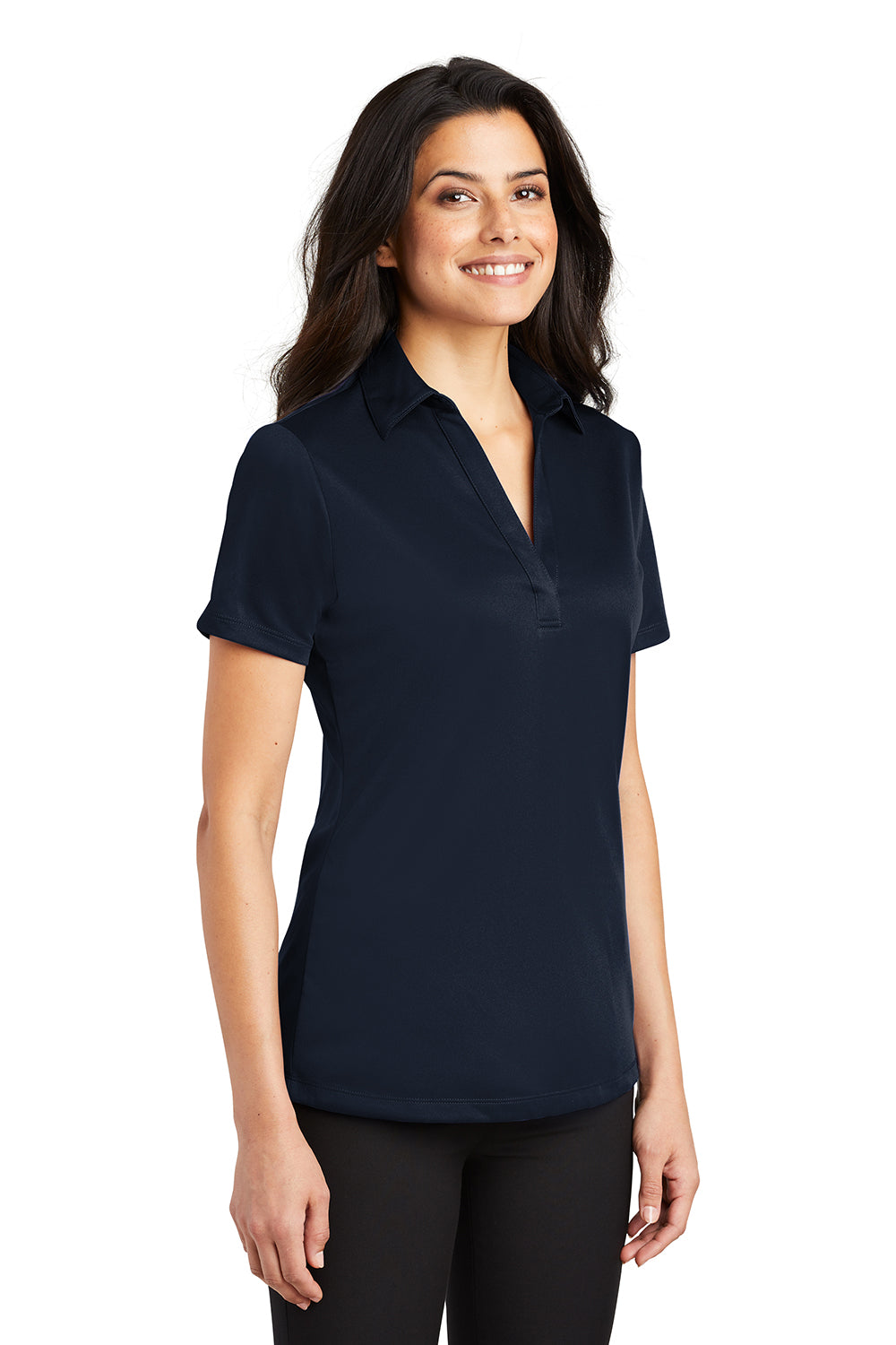 Port Authority L540 Womens Silk Touch Performance Moisture Wicking Short Sleeve Polo Shirt Navy Blue Model 3q