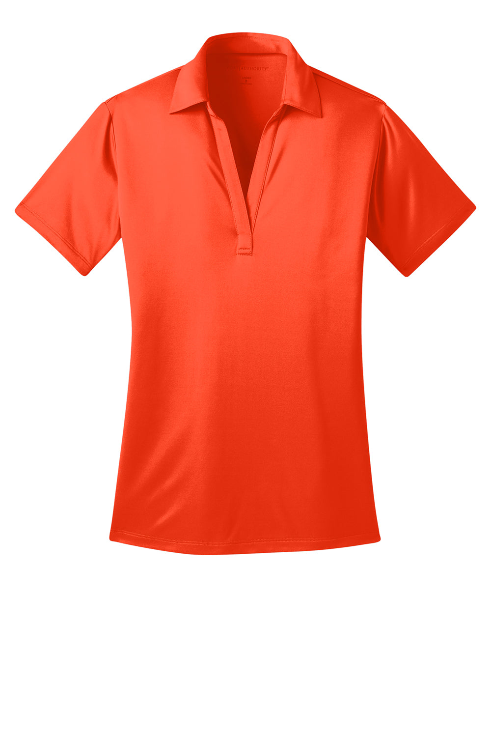 Port Authority L540 Womens Silk Touch Performance Moisture Wicking Short Sleeve Polo Shirt Neon Orange Flat Front