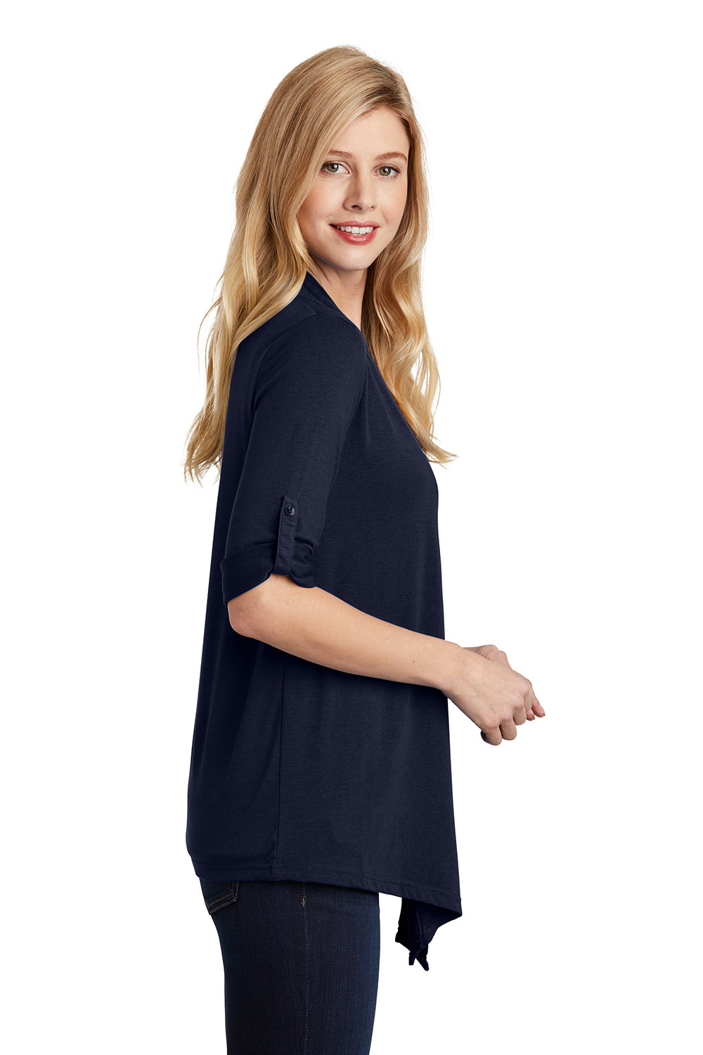 Port Authority L543 Womens Concept Shrug Dress Navy Blue Model Side