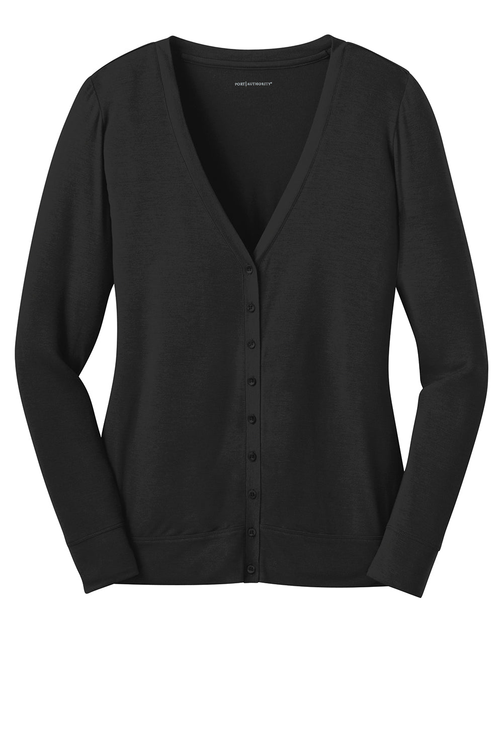 Port Authority L545 Womens Concept Long Sleeve Cardigan Sweater Black Flat Front