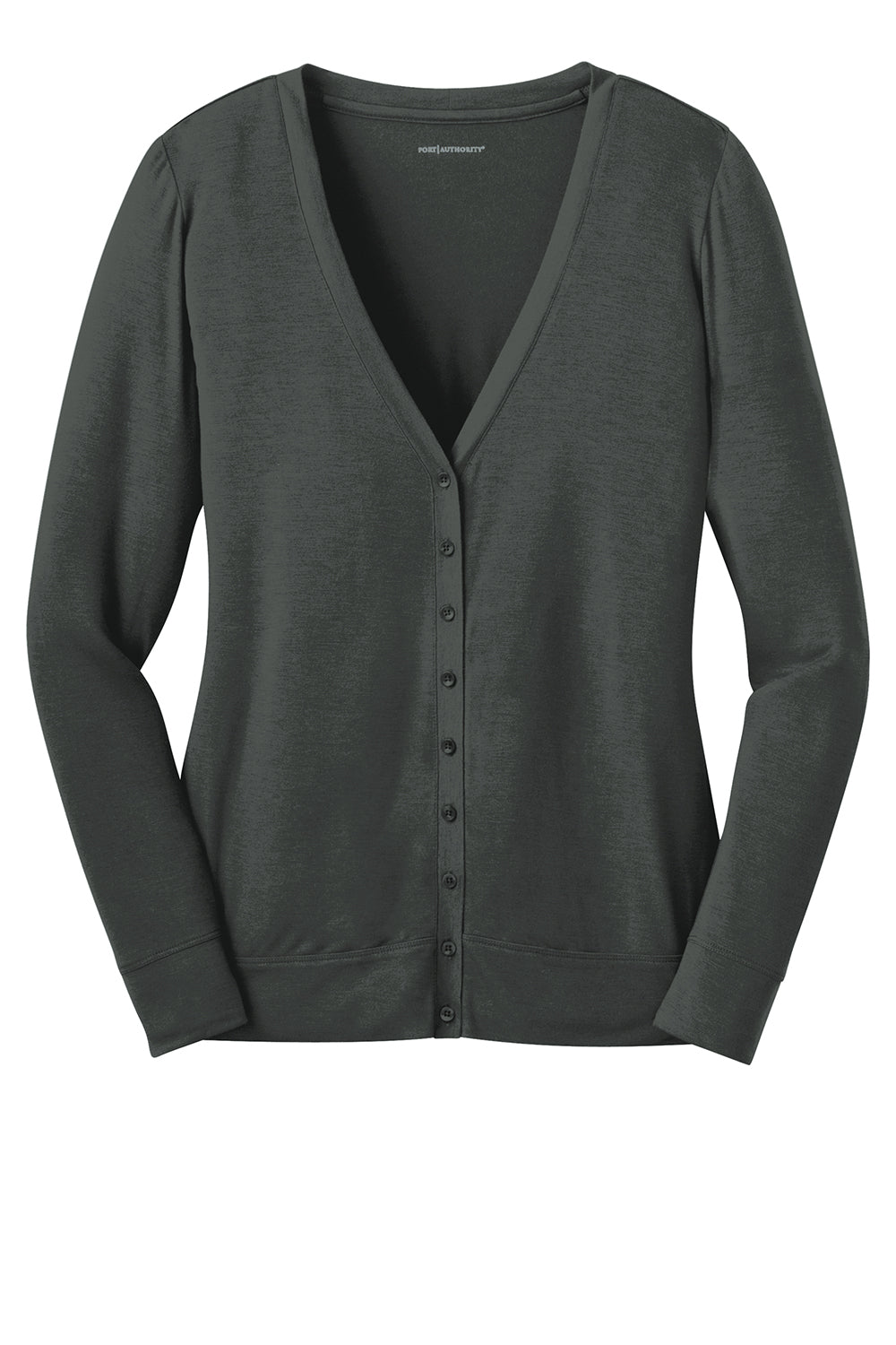 Port Authority L545 Womens Concept Long Sleeve Cardigan Sweater Smoke Grey Flat Front