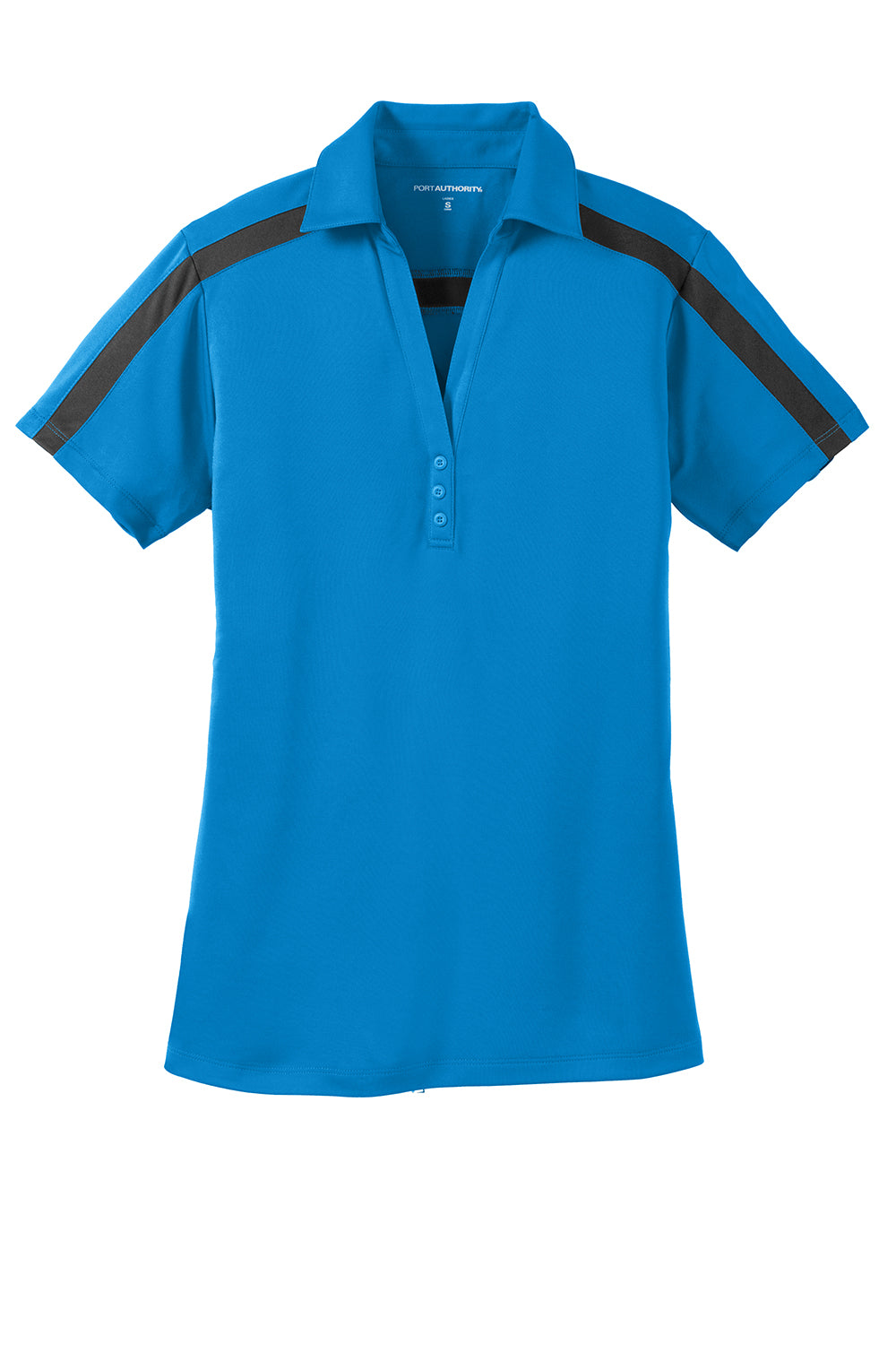 Port Authority L547 Womens Silk Touch Performance Moisture Wicking Short Sleeve Polo Shirt Brilliant Blue/Black Flat Front