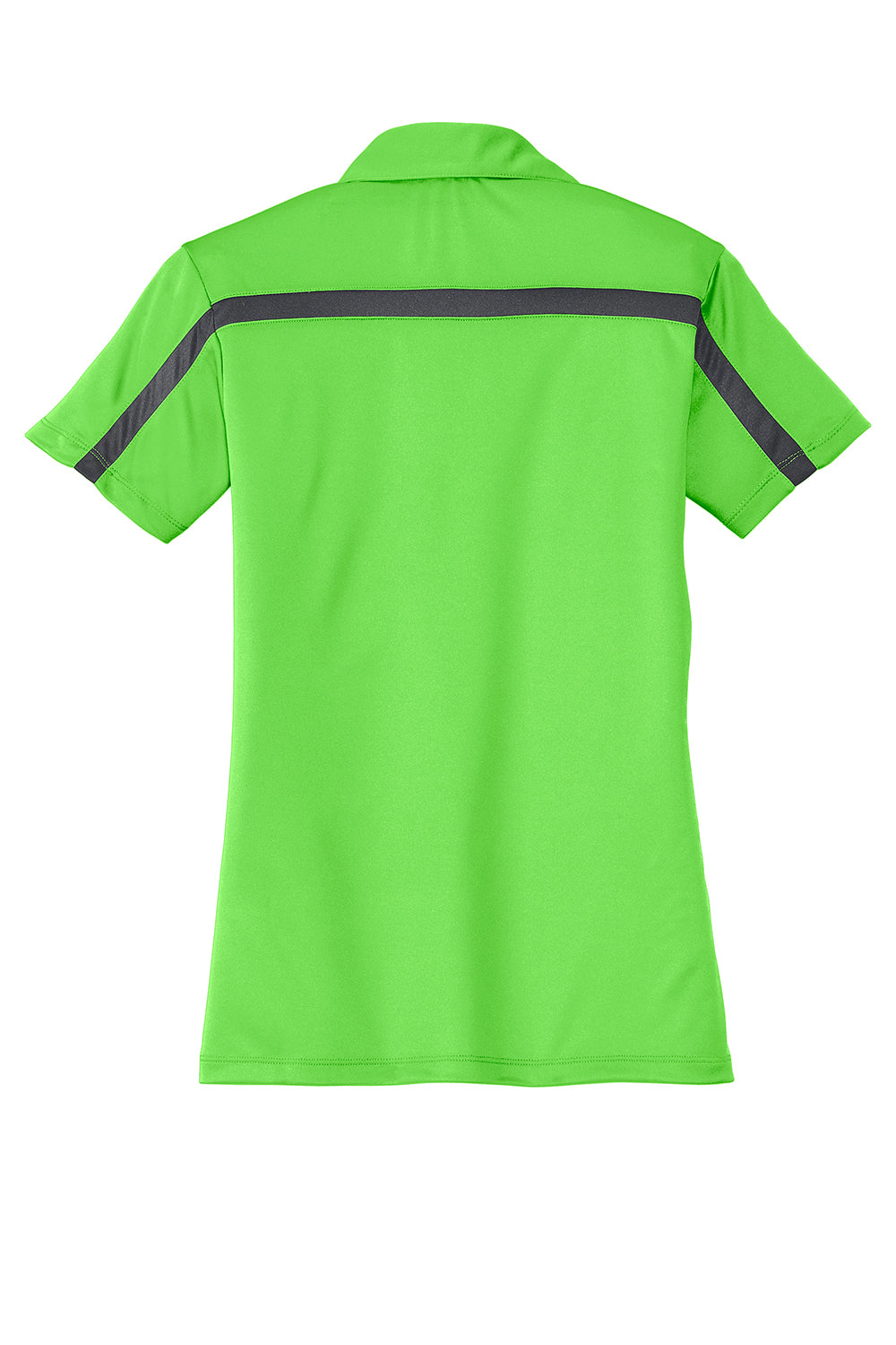 Port Authority L547 Womens Silk Touch Performance Moisture Wicking Short Sleeve Polo Shirt Lime Green/Steel Grey Flat Back