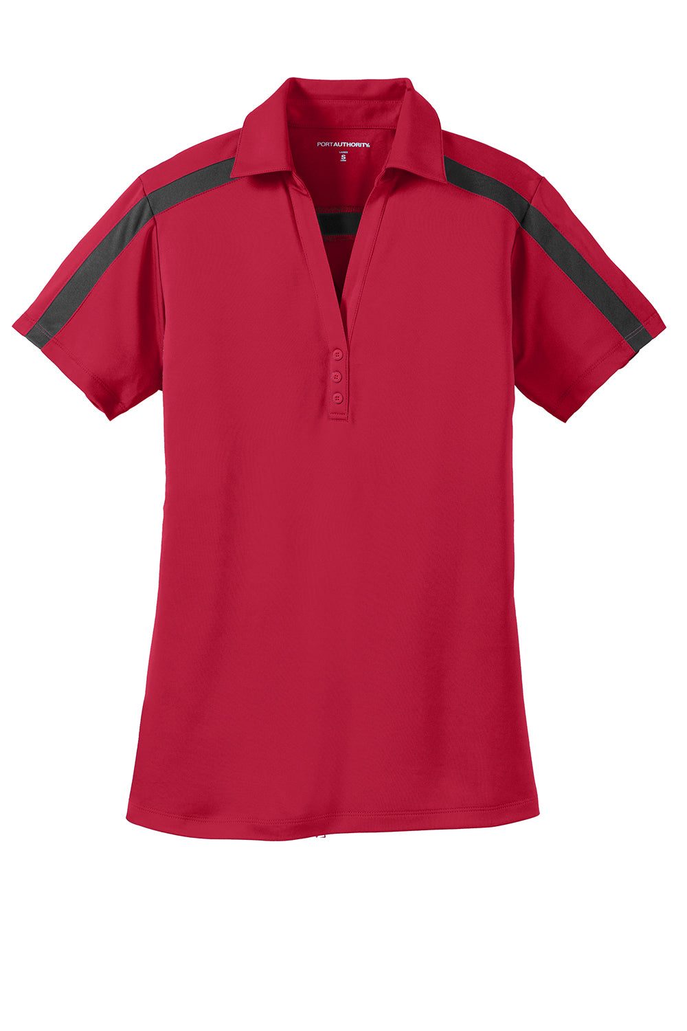 Port Authority L547 Womens Silk Touch Performance Moisture Wicking Short Sleeve Polo Shirt Red/Black Flat Front