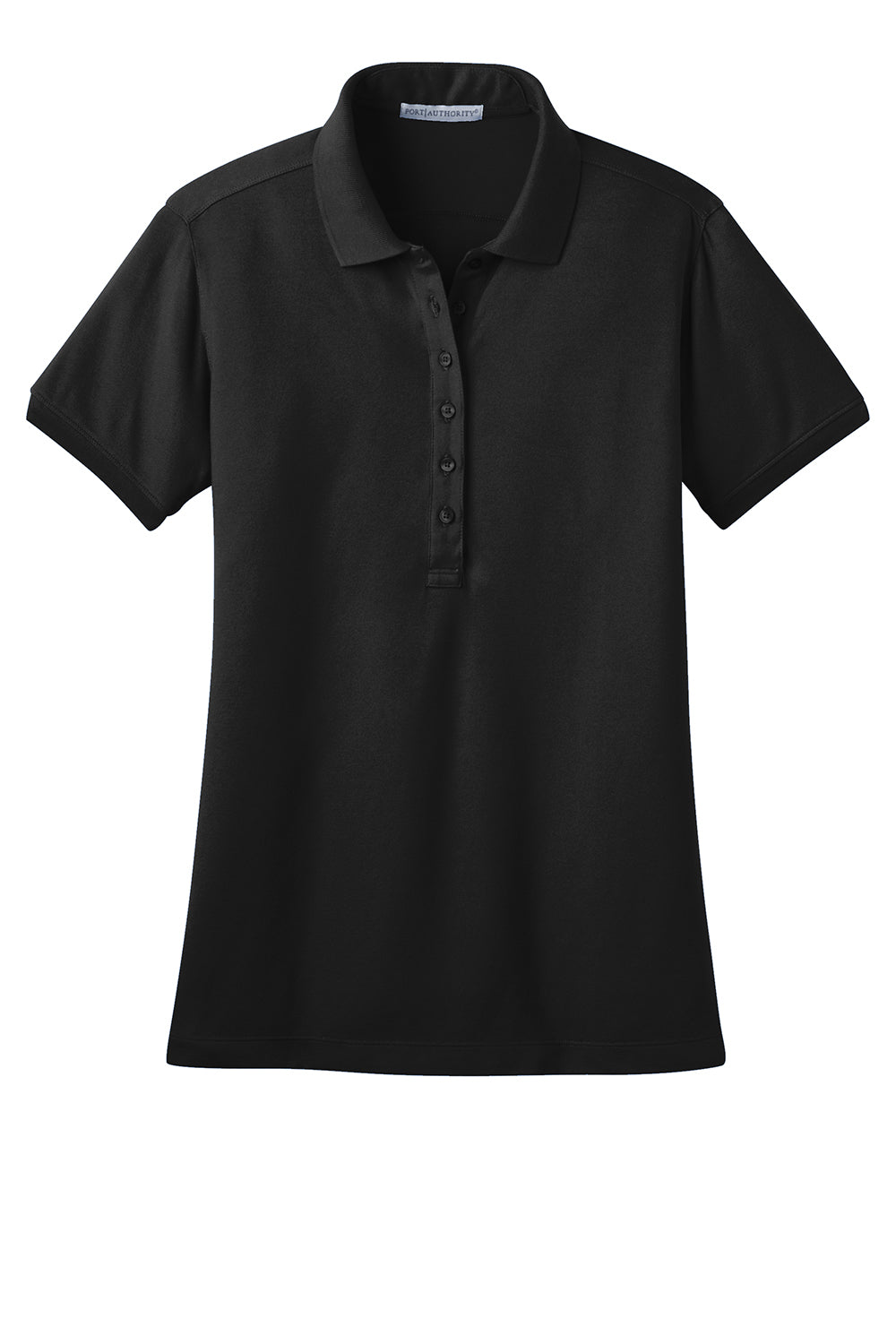 Port Authority L555 Womens Moisture Wicking Short Sleeve Polo Shirt Black Flat Front